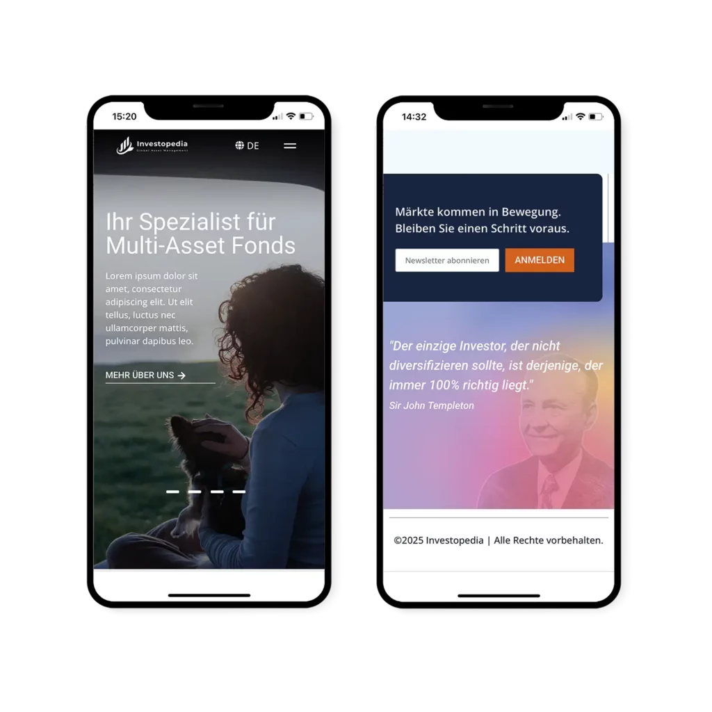 Designkonzept Fondsanbieter responsive Mockup